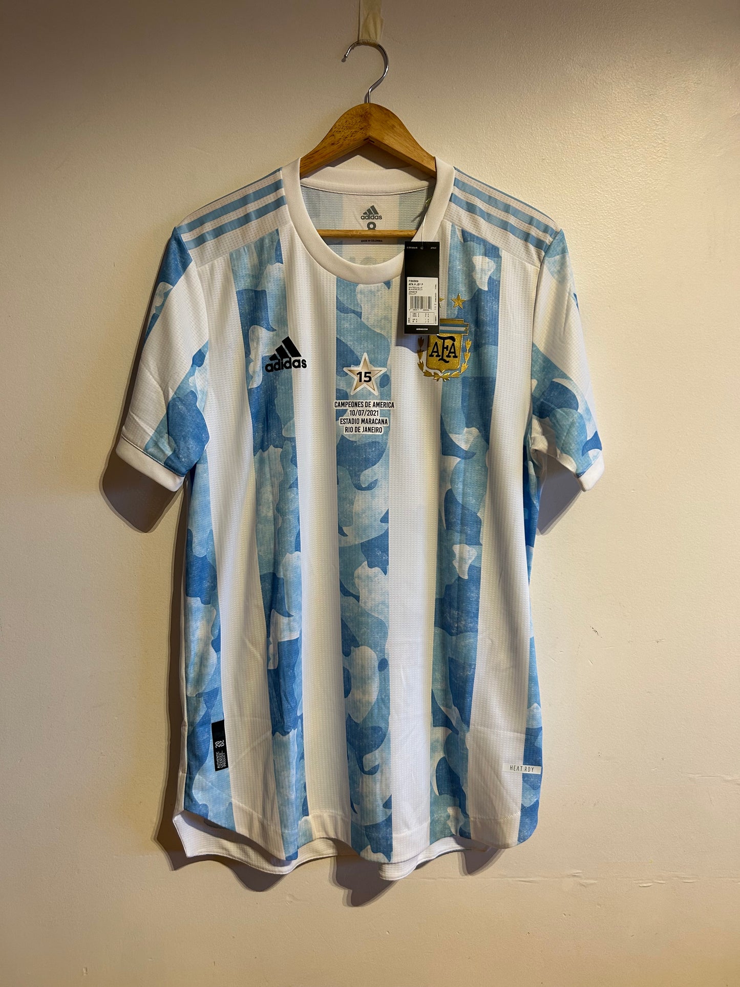 2021 Argentina Home Authentic - América Cup Celebration Edition - Numbered Size 8 Player issue (FS6569)