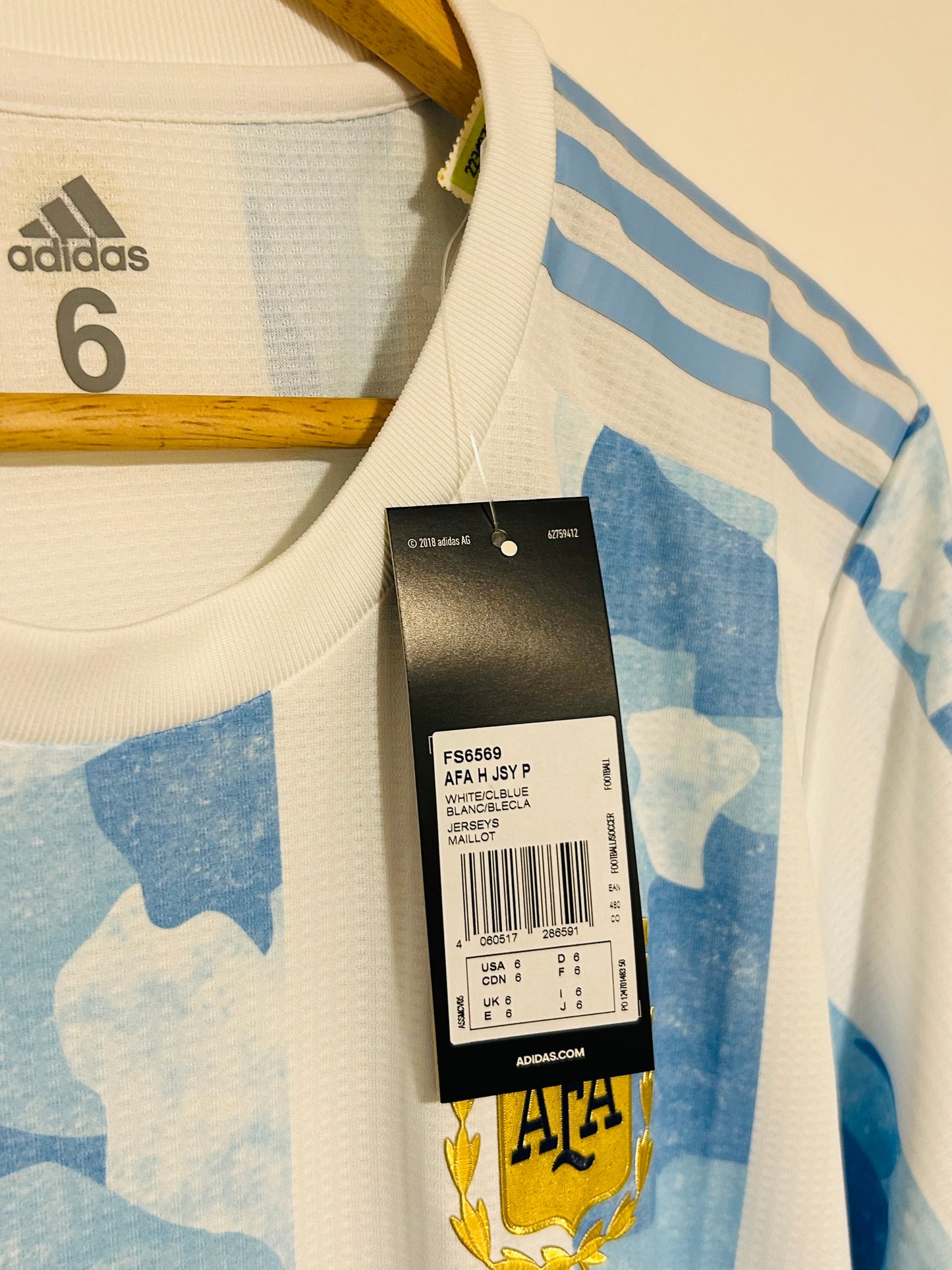 2022 Argentina Authentic Heat.Rdy Home Jersey - Numbered Size - Adidas Official Product (F6569)