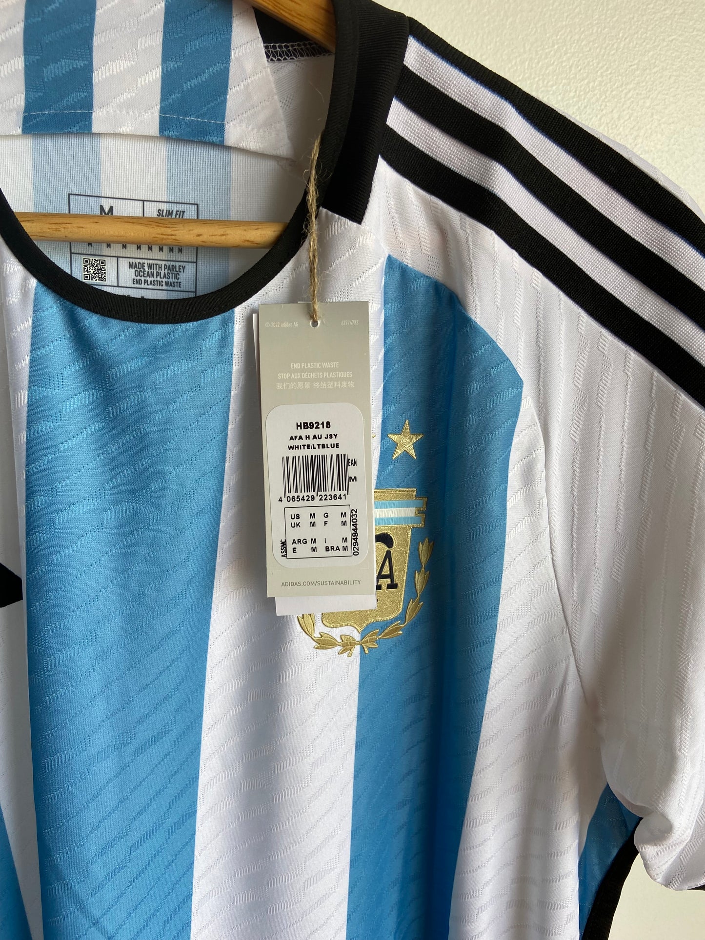 2022 Messi Argentina AUTHENTIC Heat.Rdy Home Jersey 2 STARS - Adidas Official Product (HB9218)