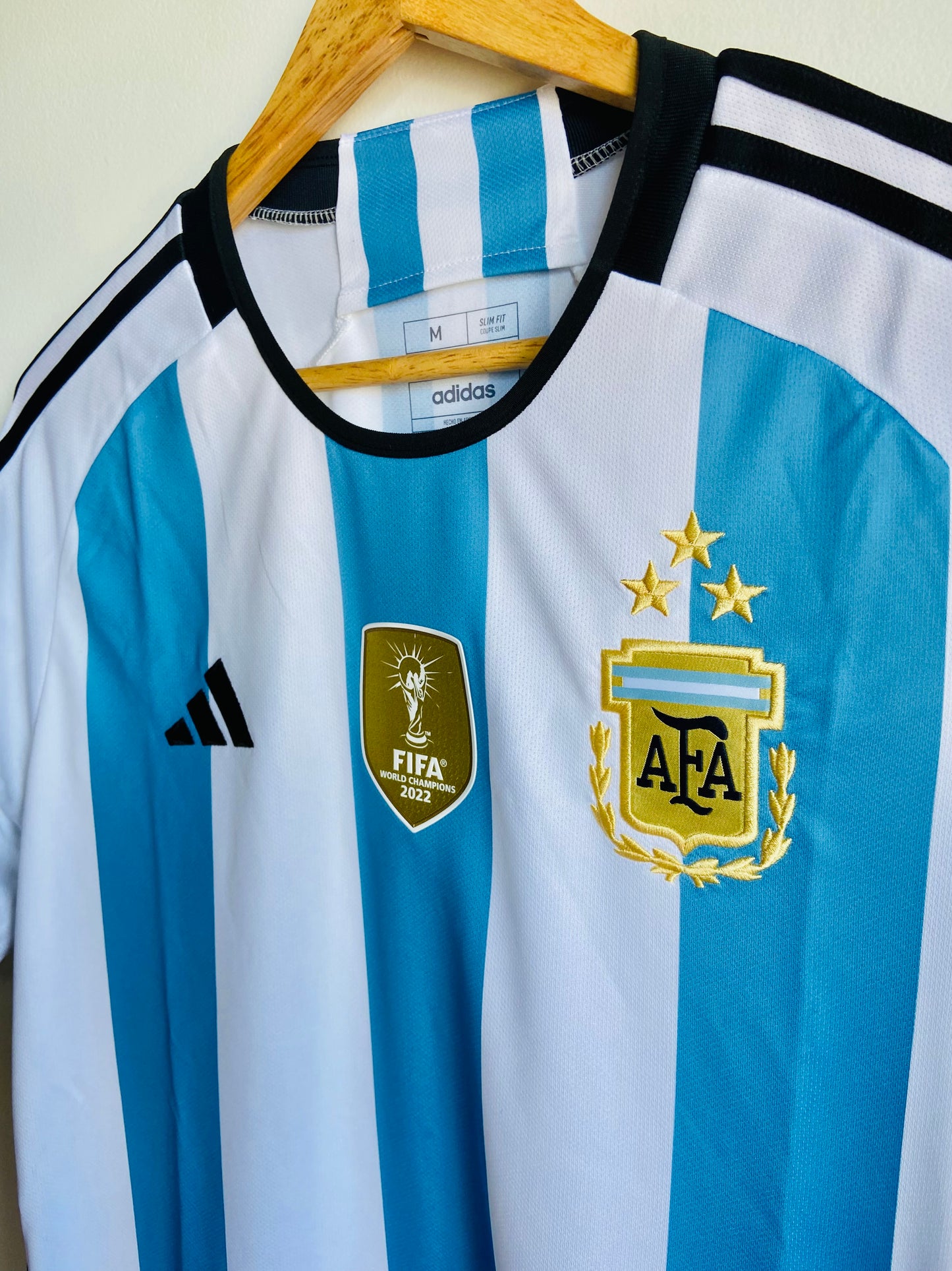 2023 Argentina Home Jersey Aeroready 3 Stars - World Cup Champions Patch (IB3593)