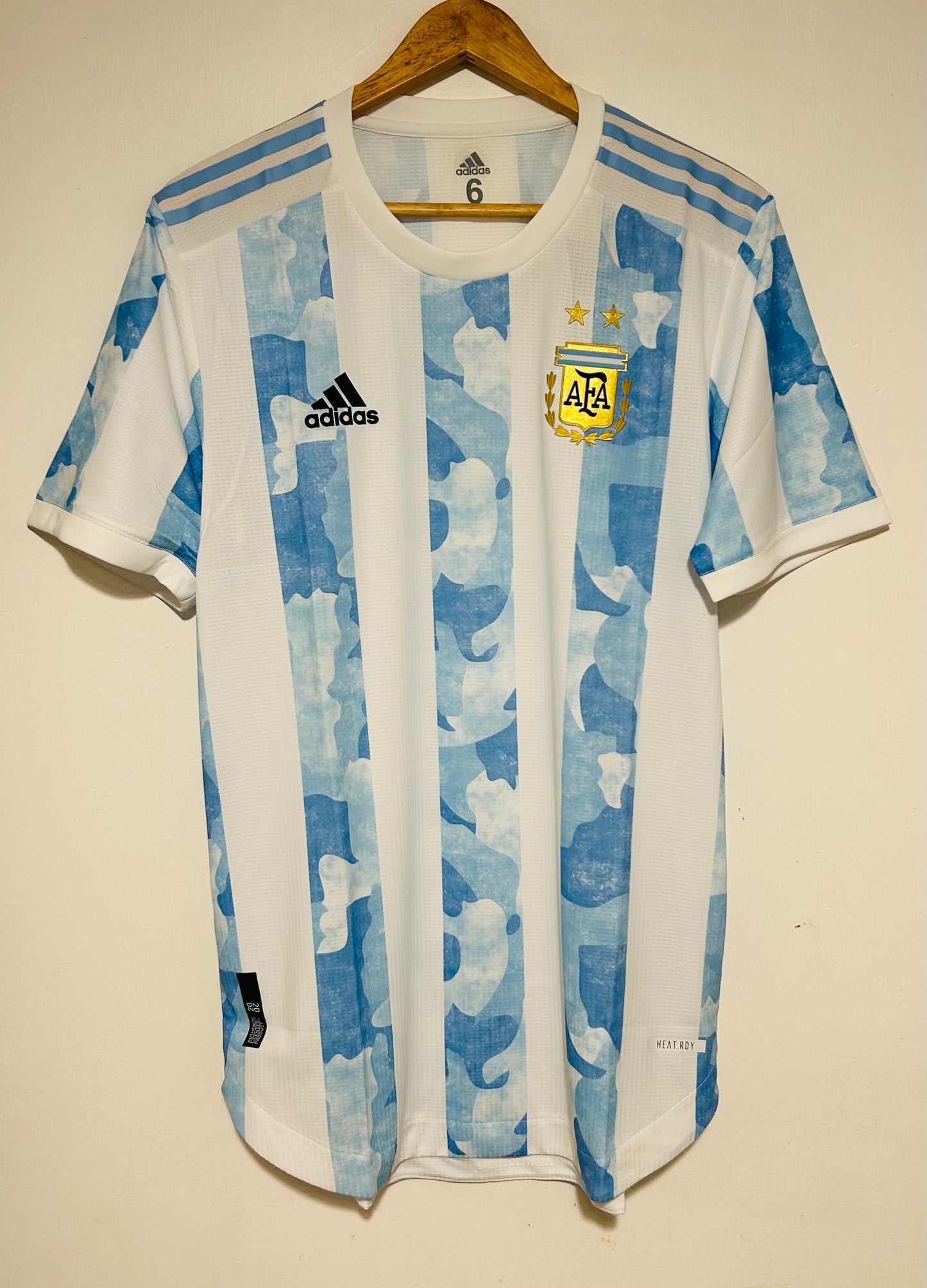 2022 Argentina Authentic Heat.Rdy Home Jersey - Numbered Size - Adidas Official Product (F6569)