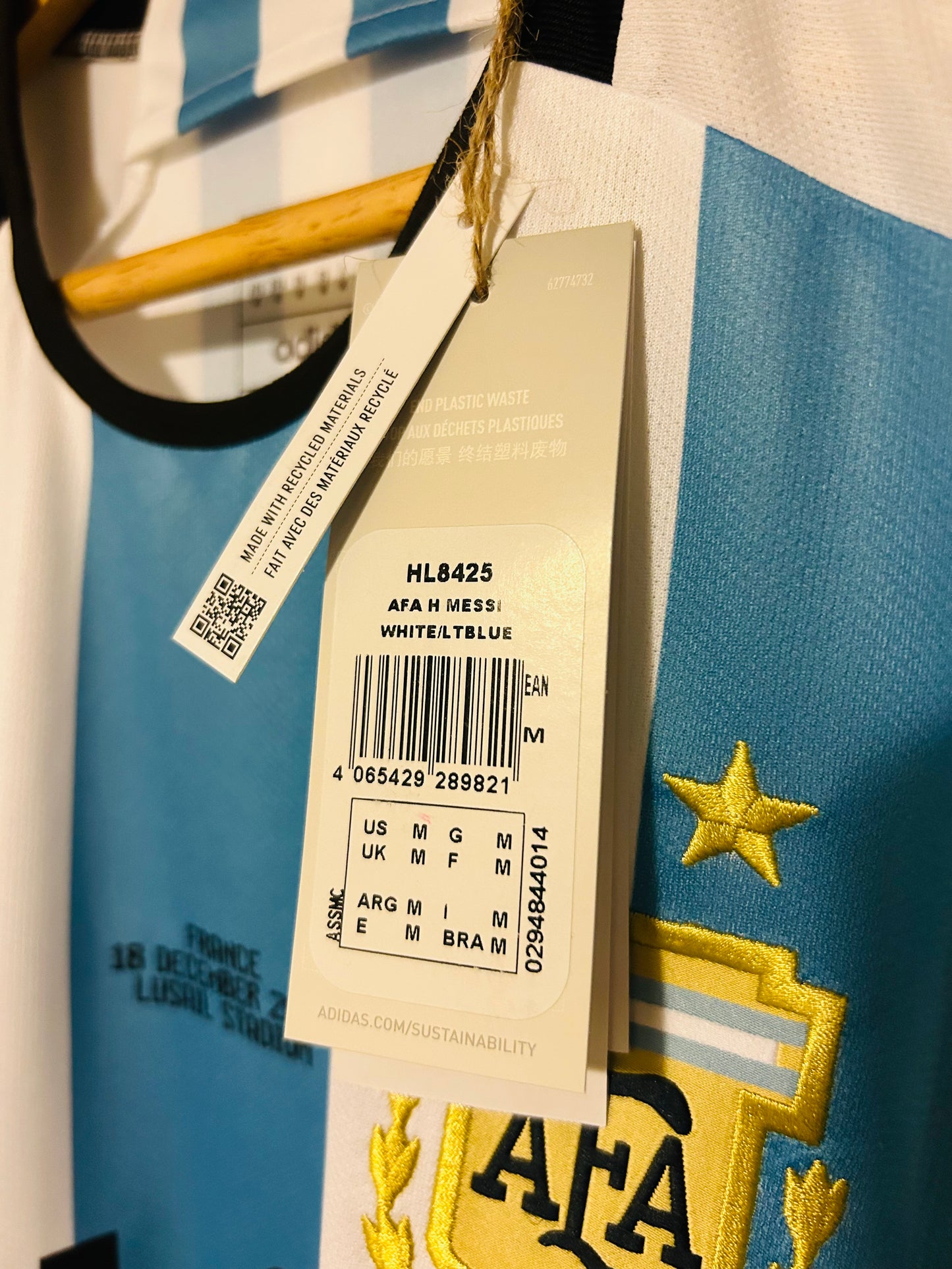 2022 Messi WC Final Argentina Jersey 2 STARS Aeroready - Adidas Official Product (HB9215)