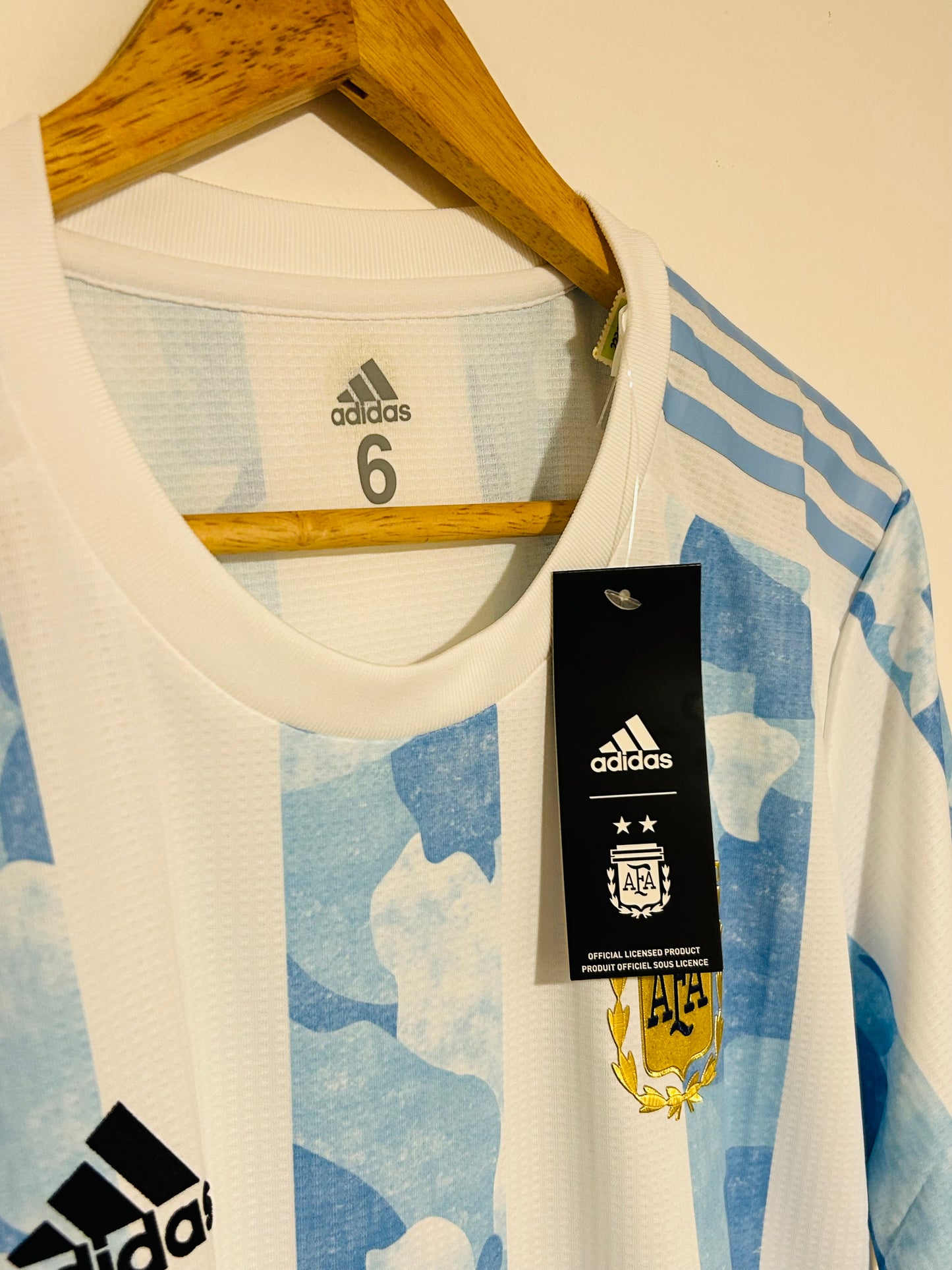 2022 Argentina Authentic Heat.Rdy Home Jersey - Numbered Size - Adidas Official Product (F6569)