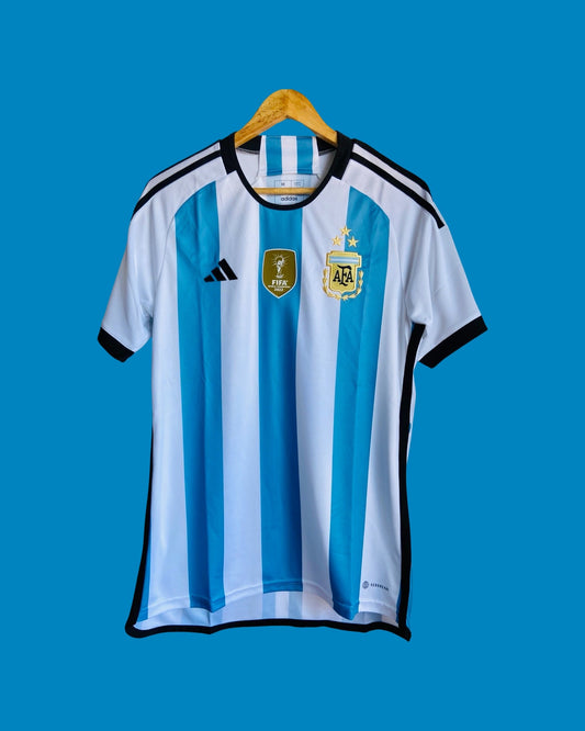 2023 Argentina Home Jersey Aeroready 3 Stars - World Cup Champions Patch (IB3593)