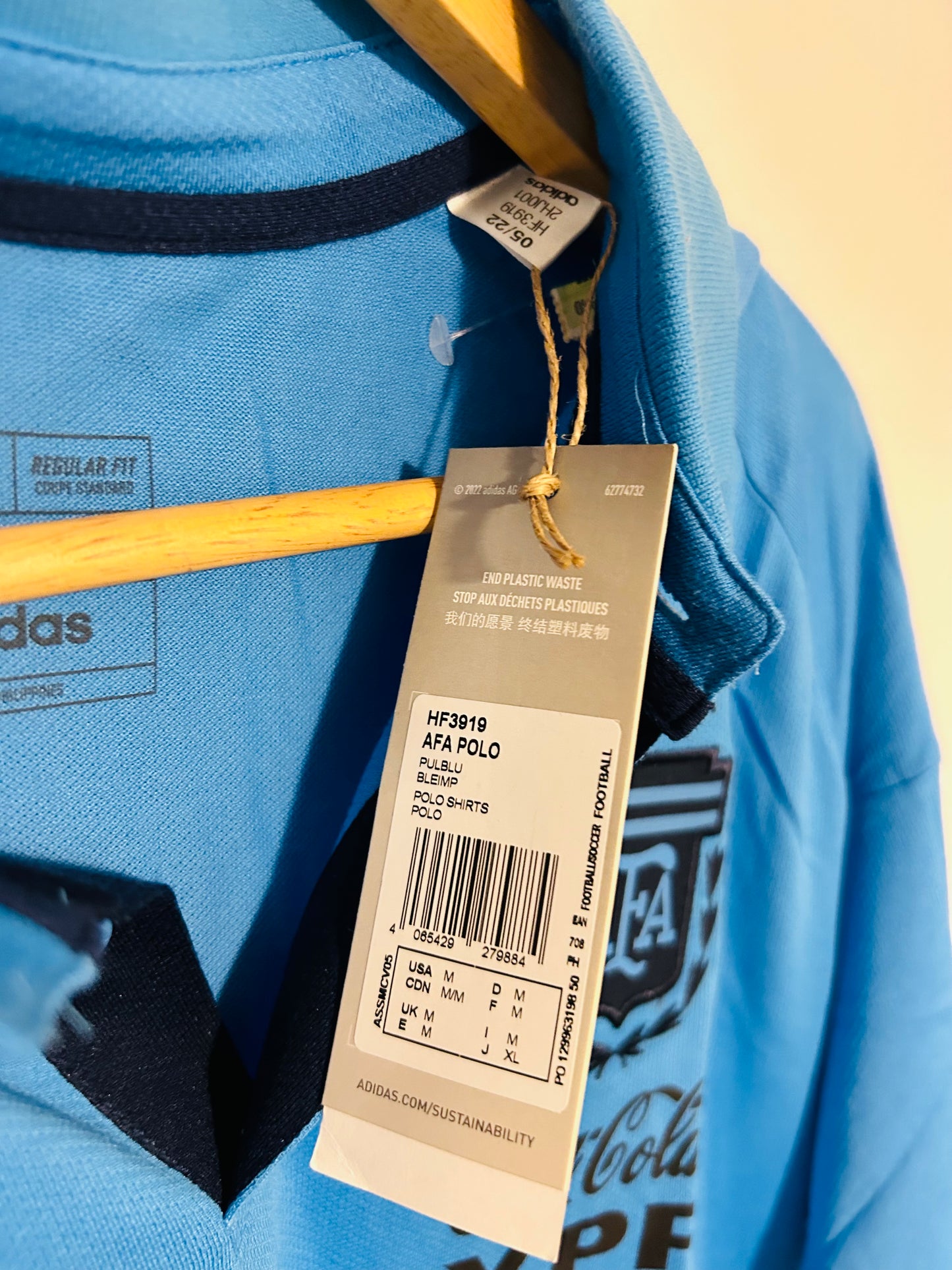 2022 Argentina Polo Shirt (With Official Sponsors) - Adidas Official Product (HF3919)