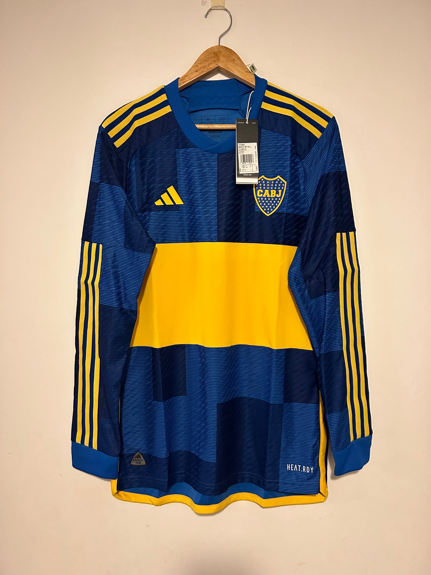 23-24 Boca Juniors Authentic Heat.Rdy Jersey Home Long Sleeve - Adidas Official Product (HY0282)