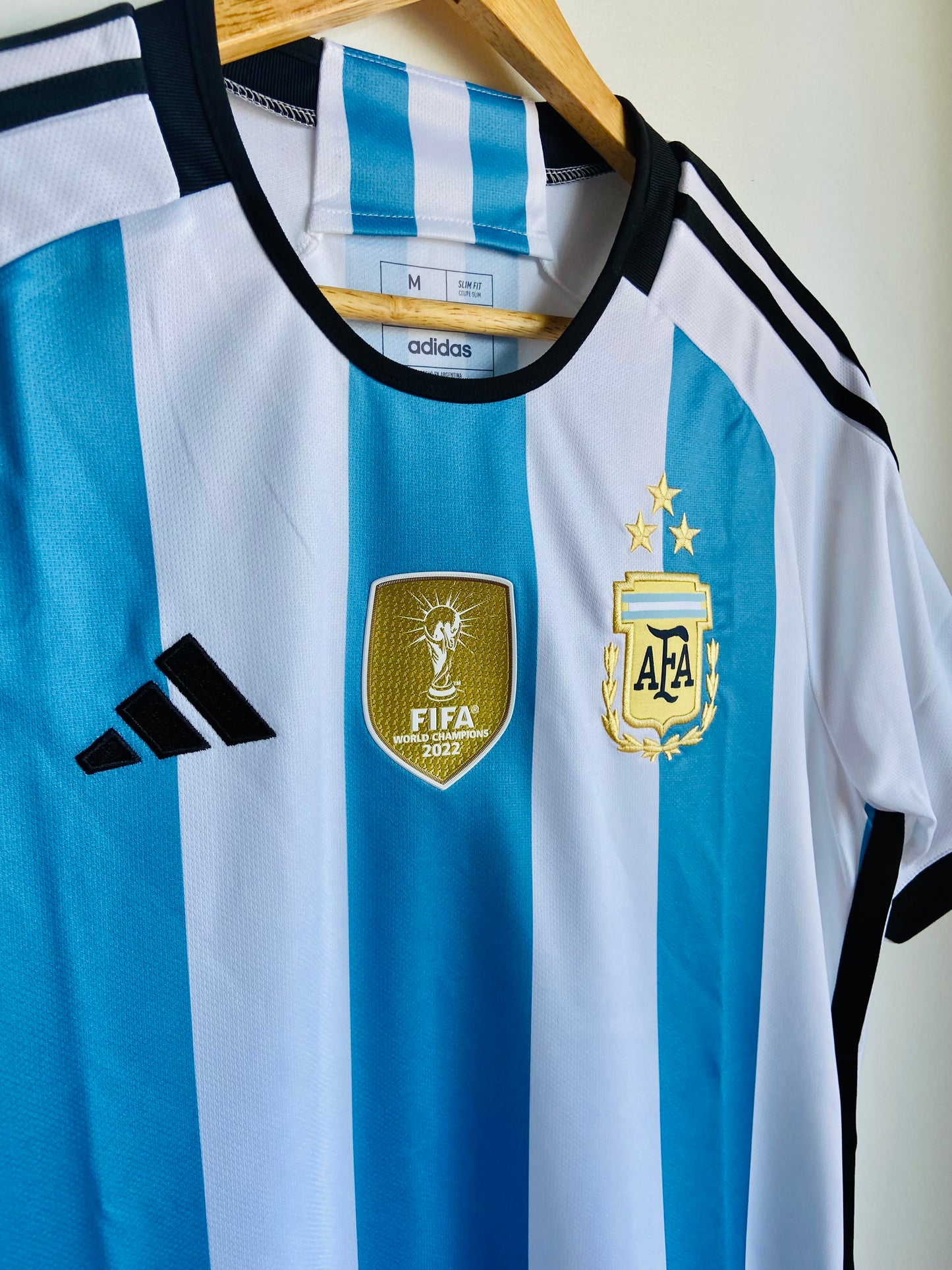 2023 Argentina Home Jersey Aeroready 3 Stars - World Cup Champions Patch (IB3593)