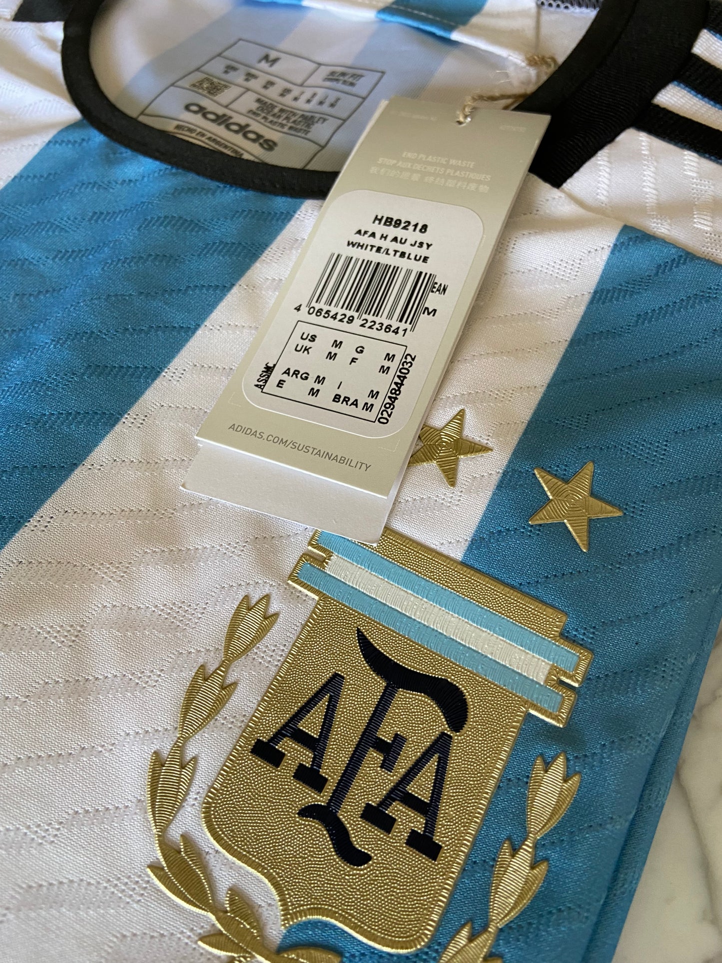 2022 Messi Argentina AUTHENTIC Heat.Rdy Home Jersey 2 STARS - Adidas Official Product (HB9218)