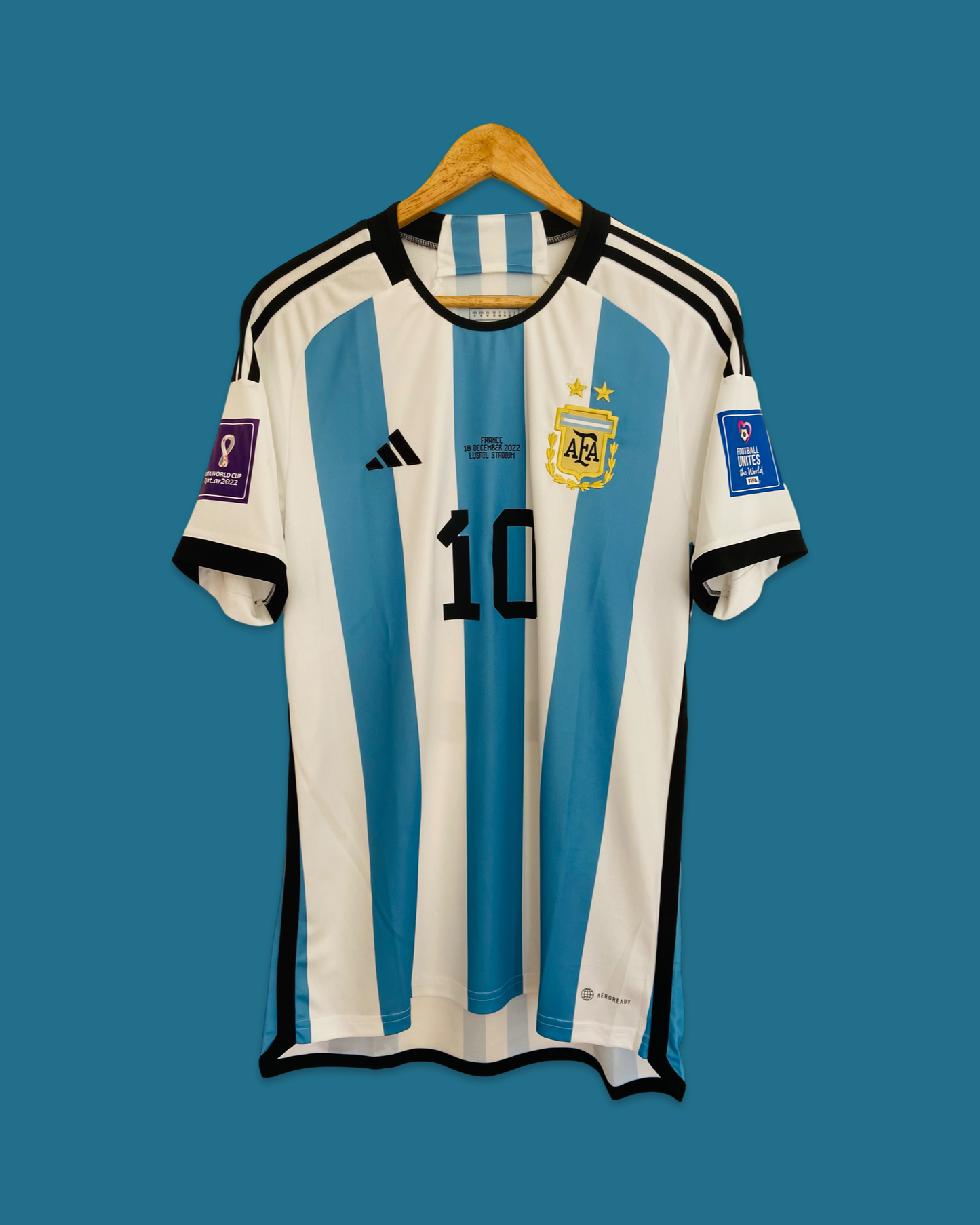 2022 Messi WC Final Argentina Jersey 2 STARS Aeroready - Adidas Official Product (HB9215)