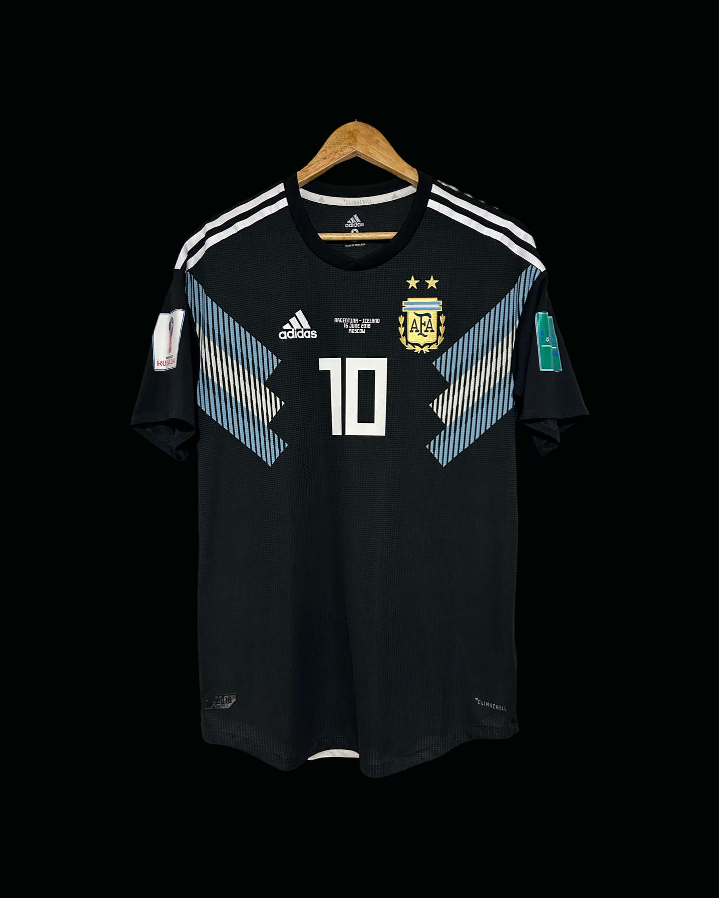 2018 Messi Argentina Climachill Away Jersey - World Cup Russia 2018 vs. Iceland - Numbered Size - Adidas Official (CD6540)